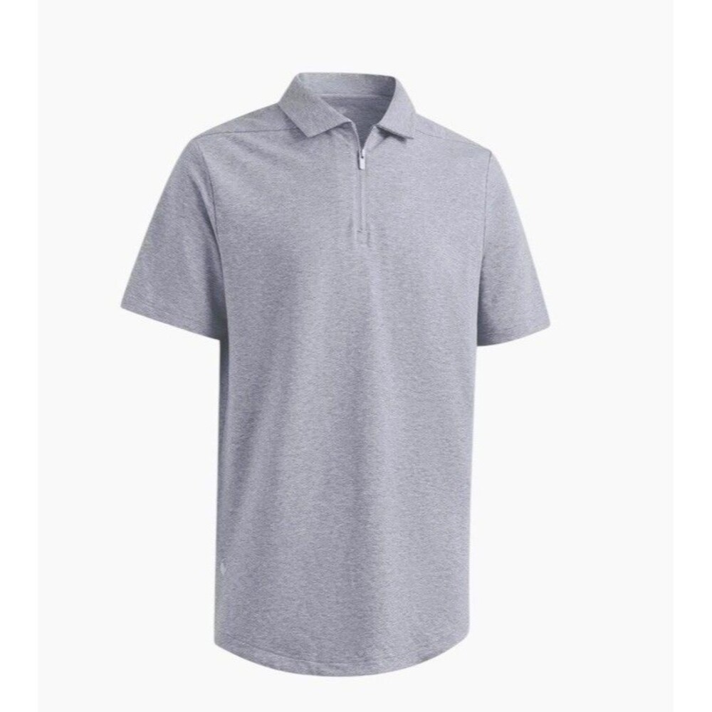 NEW VANCAMEL Heather Gray Quarter Zip Cotton Flex Golf Polo Shirt Men's Size 3XL